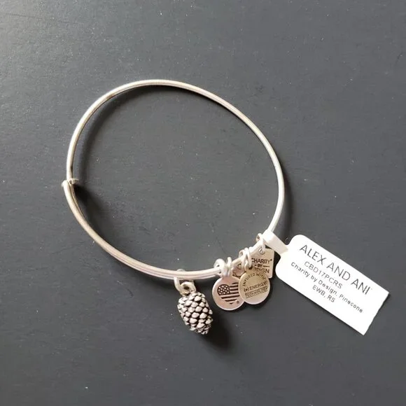 Alex and Ani NWT Silver Tone Pinecone Bracelet 647 - Picture 6 of 6